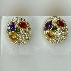 Oval CZ Embellished Stud Earrings